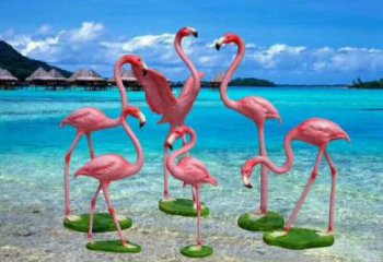 園林火烈鳥(niǎo)雕塑 田間彩繪雕塑 仿真擺件