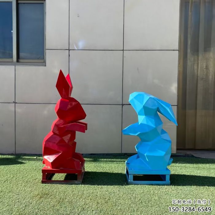 抽象兔子雕塑 店門(mén)口彩繪雕塑 步行街?jǐn)[件