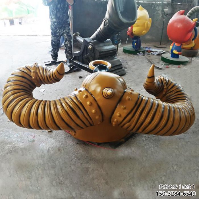彩繪牛角雕塑 商業(yè)街廣場(chǎng)雕塑 古銅色擺件