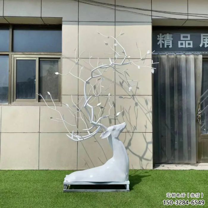 門口鹿頭雕塑 售樓處仿真雕塑 彩繪小品