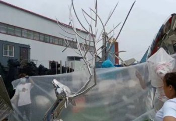 抽象鹿頭雕塑 店門口彩繪雕塑 步行街?jǐn)[件
