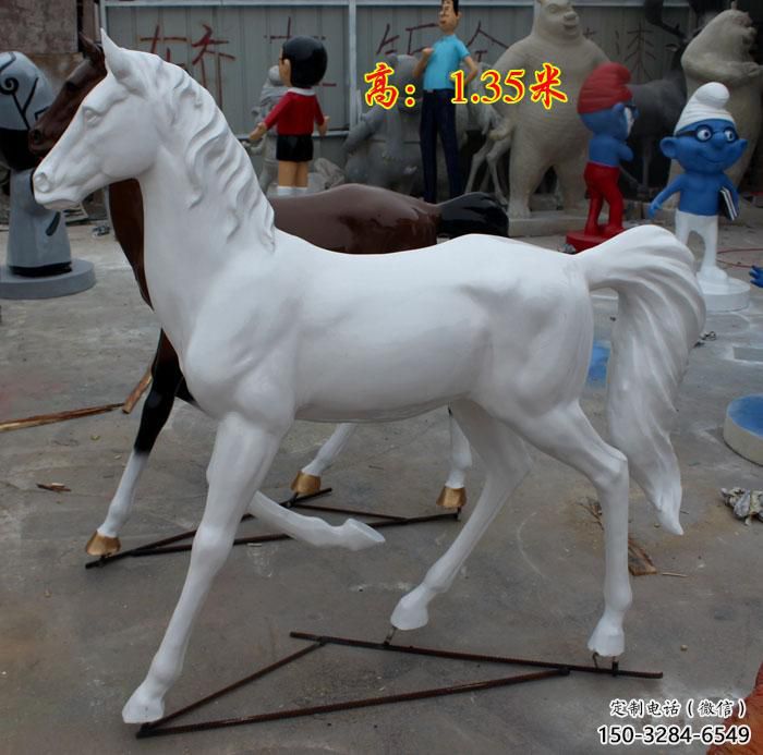 店門(mén)口白馬雕塑 創(chuàng)意景觀雕塑 仿真擺件