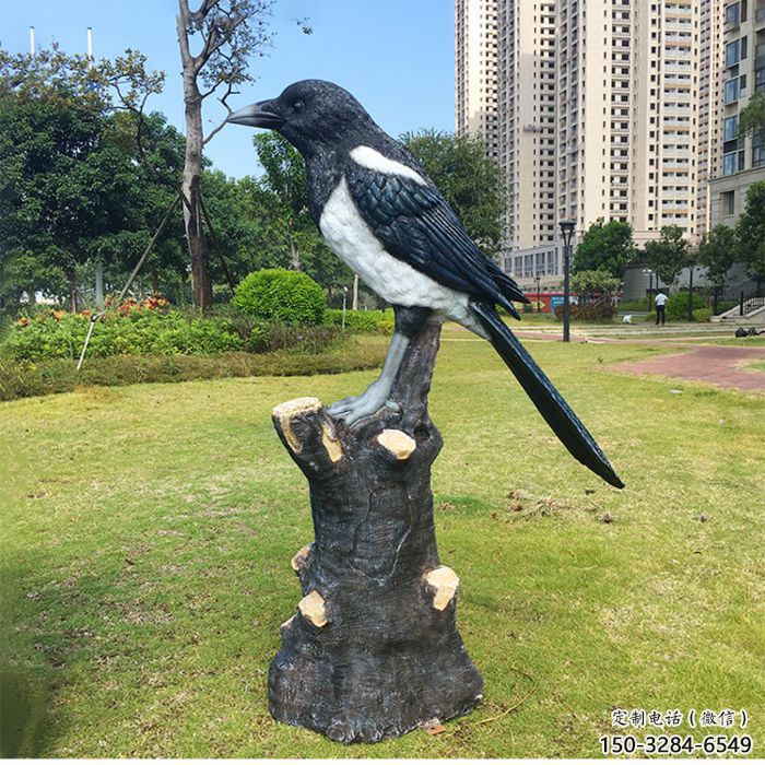 抽象喜鵲雕塑 店門(mén)口彩繪雕塑 步行街?jǐn)[件