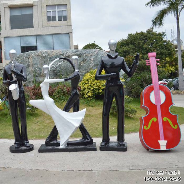 創(chuàng)意音樂(lè)人雕塑 步行街店門(mén)口雕塑 彩繪小品