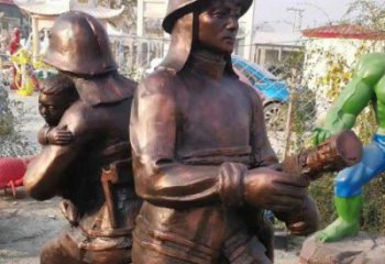 創(chuàng)意消防員雕塑 步行街店門口雕塑 民俗小品