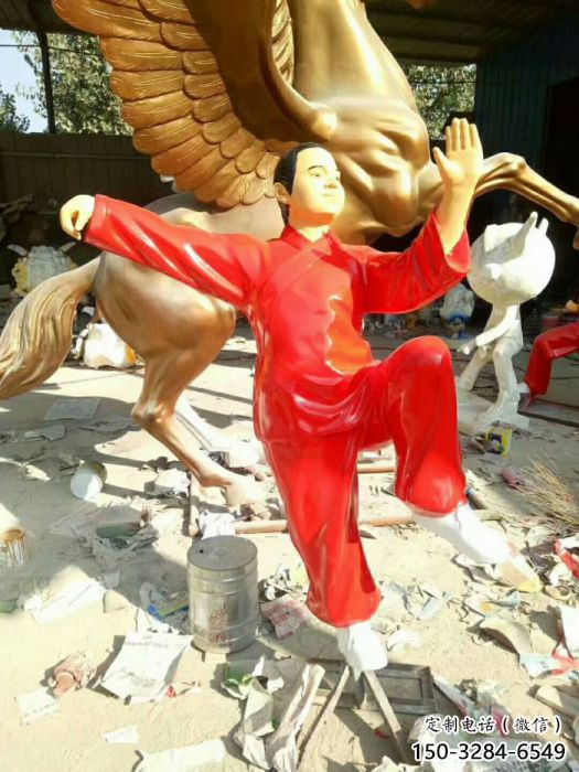 彩繪太極拳雕塑 大型城市雕塑 商業(yè)街?jǐn)[件