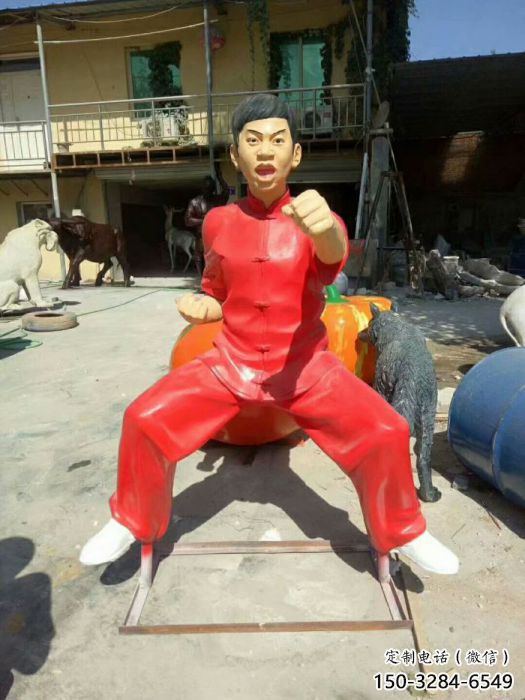 田間太極拳雕塑 彩繪民俗雕塑 園林擺件