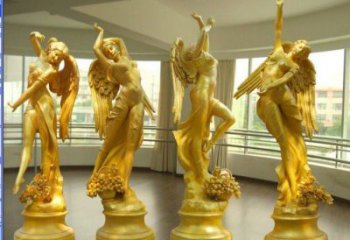抽象四季女神雕塑 店門口彩繪雕塑 步行街?jǐn)[件