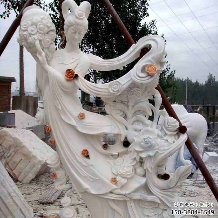 公園天女散花雕塑 酒店門(mén)口雕塑 彩繪擺件