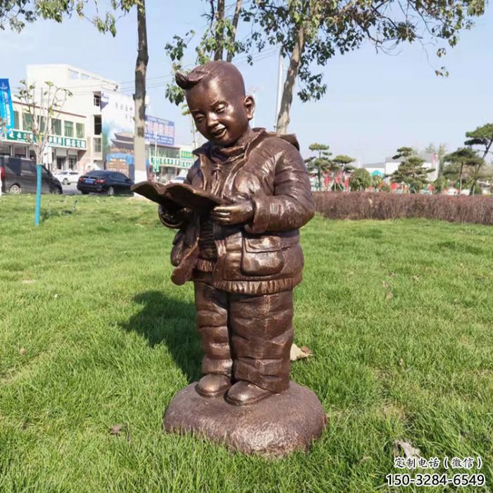 別墅區(qū)小孩子雕塑 大型別墅區(qū)玩耍雕塑 黃銅童趣雕塑