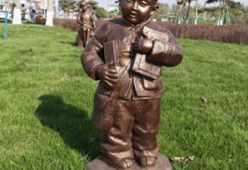 街頭小孩子雕塑加工 大型別墅區(qū)玩耍雕塑 黃銅童趣雕塑