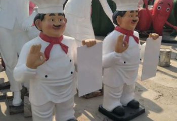 廚師雕塑效果圖 拉絲卡通雕塑 步行街動漫雕塑