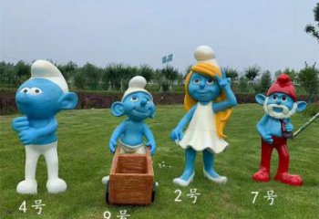 公園藍(lán)精靈雕塑廠家 戶外景觀雕塑 抽象動(dòng)漫雕塑