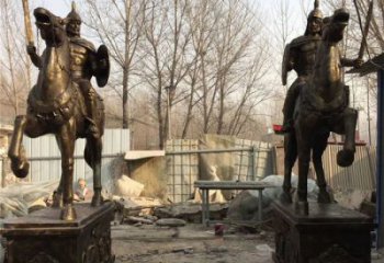 廣場(chǎng)武士雕塑小品 抽象古代雕塑 烤漆人物雕塑