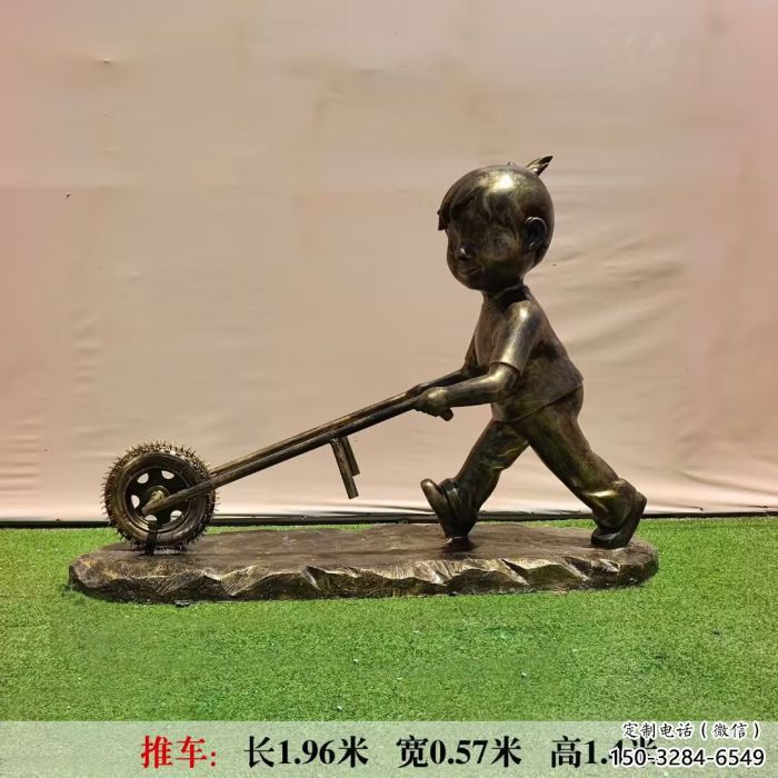 庭院獨輪車雕塑廠家 城市彩繪雕塑 民俗小品