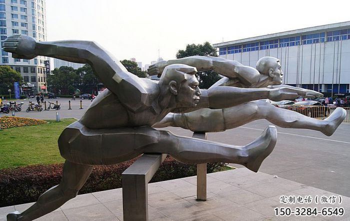 跨欄雕塑廠家 抽象藝術(shù)體育雕塑 烤漆運(yùn)動員雕塑