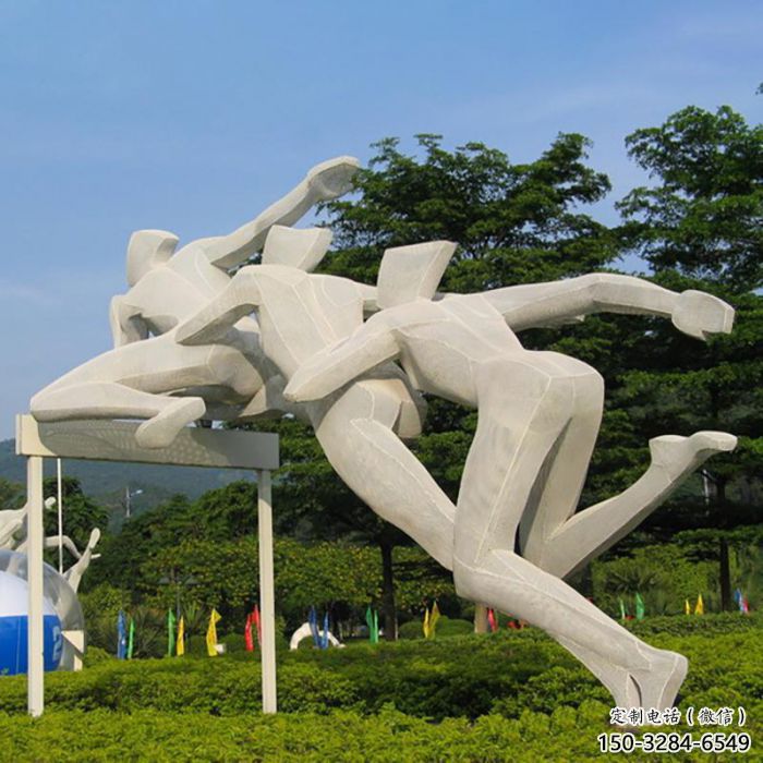 商業(yè)街跨欄雕塑廠家 烤漆體育雕塑 彩繪運(yùn)動(dòng)員雕塑