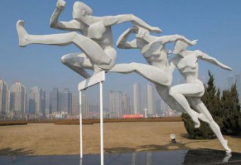 房地產(chǎn)跨欄雕塑 現(xiàn)代景觀體育雕塑 幾何運動員雕塑廠家