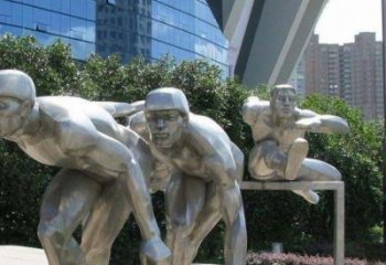 庭院跨欄雕塑廠家 公園草地體育雕塑 鍛造運(yùn)動員雕塑