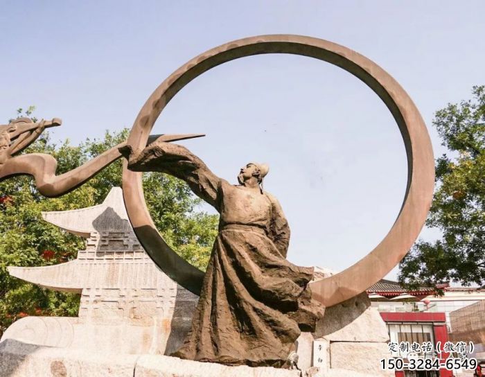 大型李白雕塑廠家 步行街人物雕塑 彩繪詩(shī)人雕塑
