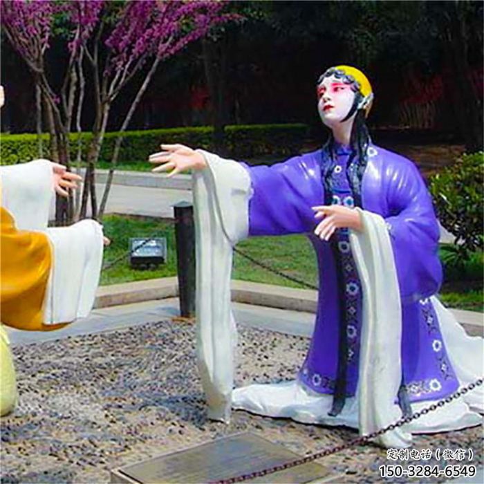 彩繪京劇雕塑廠家 現(xiàn)代民俗雕塑 公園唱戲雕塑