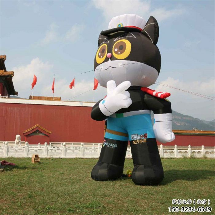 制作創(chuàng)意黑貓警長雕塑 彩繪卡通雕塑 公園雕塑