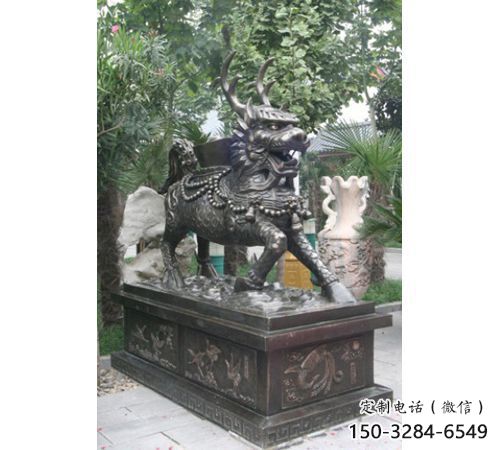 城市麒麟雕塑，景觀動(dòng)物雕塑，古銅效果