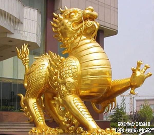 大型麒麟雕塑，鍍金動物雕塑，鍍金工藝