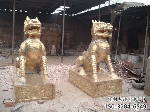 公園麒麟雕塑，仿銅動物雕塑，玻璃鋼造型雕塑