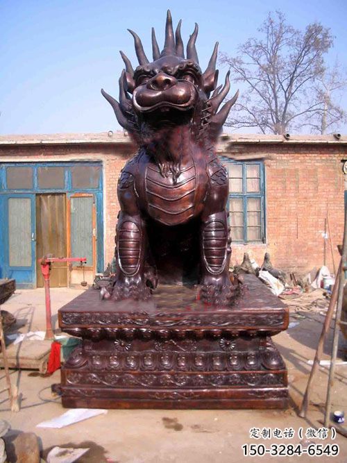 生產(chǎn)麒麟雕塑廠家，動物景觀雕塑，仿古擺件