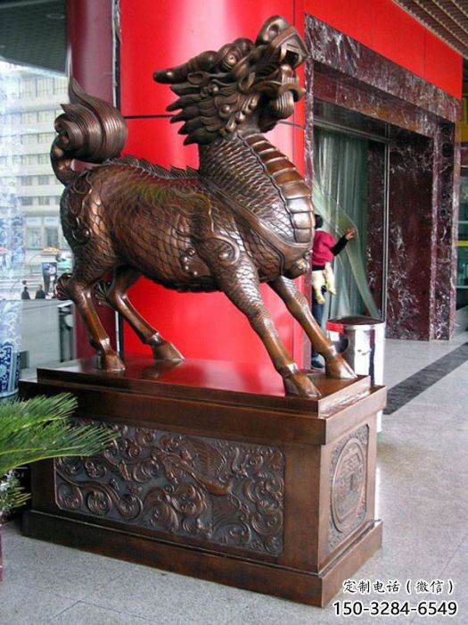 加工麒麟雕塑廠家，仿銅動(dòng)物雕塑，抽象效果