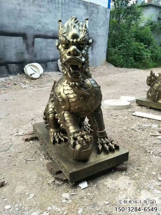 室外麒麟雕塑，動物仿銅雕塑，抽象效果