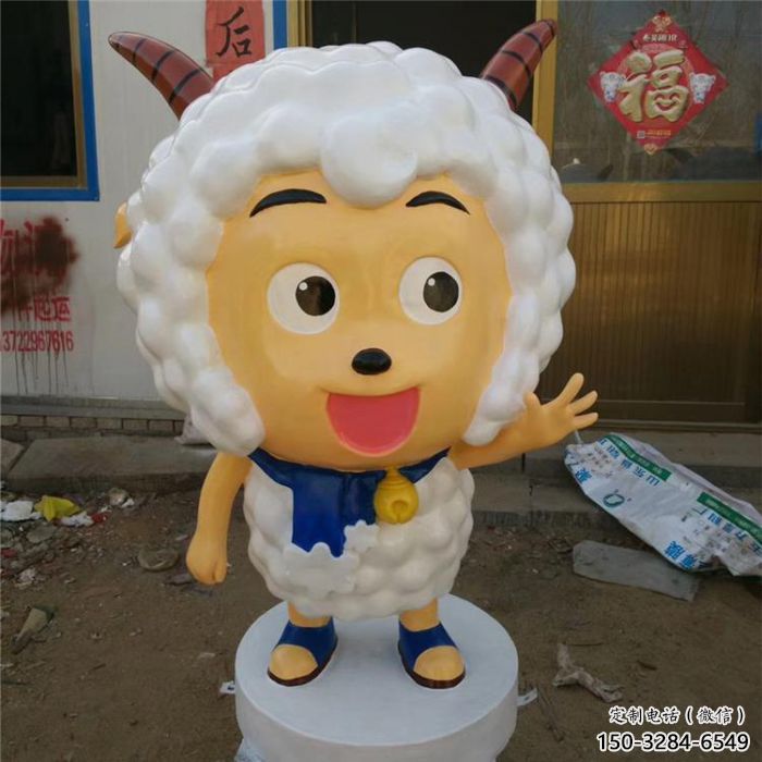 廣場(chǎng)小羊雕塑，卡通動(dòng)物雕塑，抽象效果