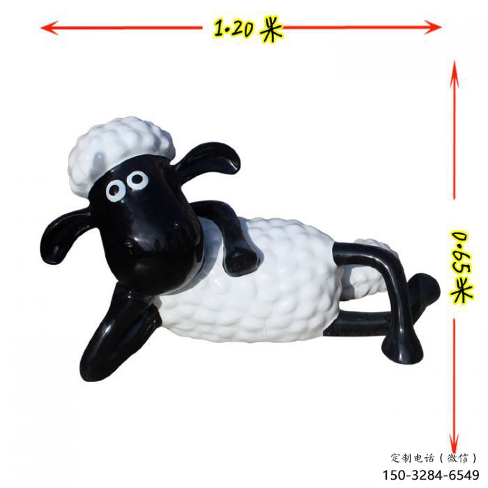 街道小羊雕塑，彩繪動物雕塑，動漫玻璃鋼效果