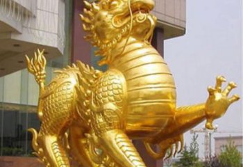 大型麒麟雕塑，鍍金動(dòng)物雕塑，鍍金工藝