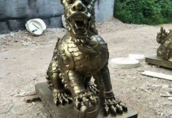 室外麒麟雕塑，動(dòng)物仿銅雕塑，抽象效果