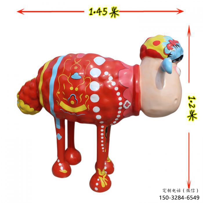 冷飲店小羊雕塑，彩繪動物雕塑，卡通工藝