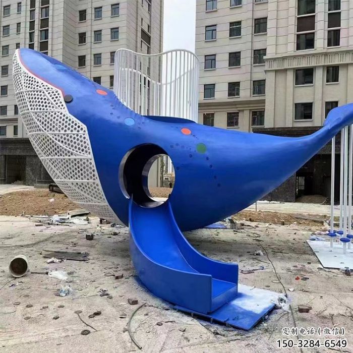 鯨魚(yú)雕塑廠家，烤漆彩繪工藝，公園景觀擺件