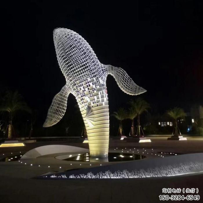 大型鯨魚雕塑，鏤空燈光原理，動物公園擺件