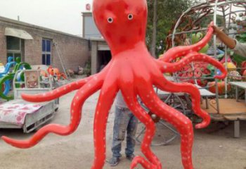 玻璃鋼章魚雕塑廠家，仿真彩繪工藝，公園動物小品