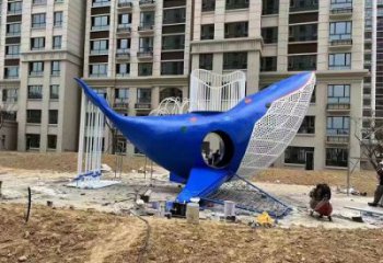 鯨魚雕塑廠家，烤漆彩繪工藝，廣場景觀擺件