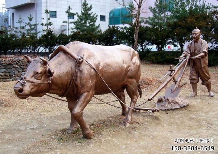 農(nóng)耕水牛雕塑，田間景觀小品，抽象幾何原理