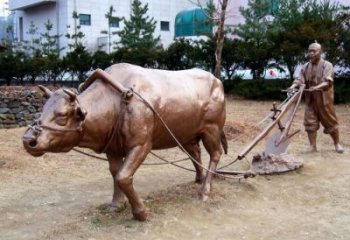 農(nóng)耕水牛雕塑，田間景觀小品，抽象幾何原理