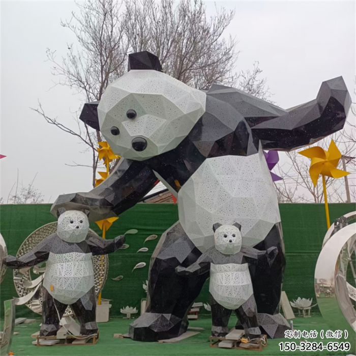 幾何大熊雕塑廠家，酒店房地產(chǎn)雕塑，現(xiàn)代動(dòng)物雕塑