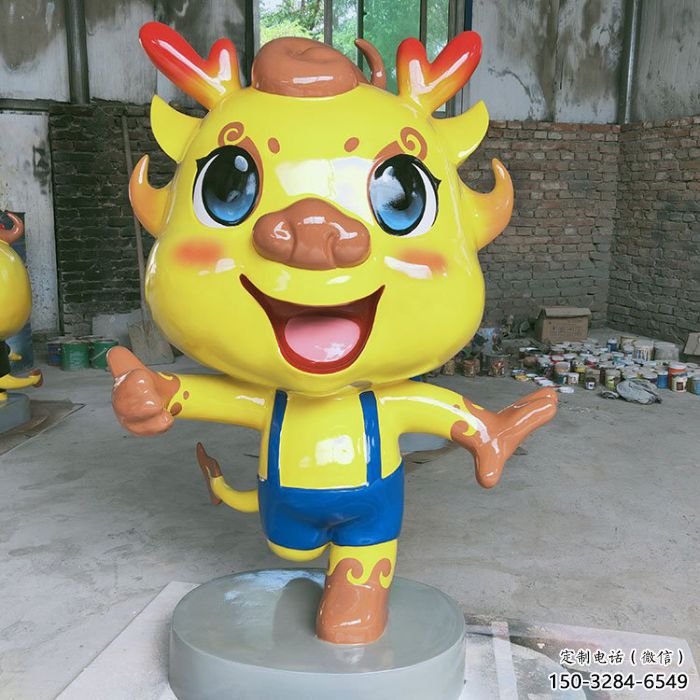 卡通龍形雕塑，抽象彩繪工藝，動漫動物擺件 (3)
