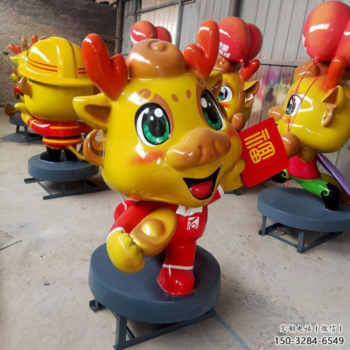 彩繪龍形雕塑廠家，動漫動物小品，彩繪工藝效果