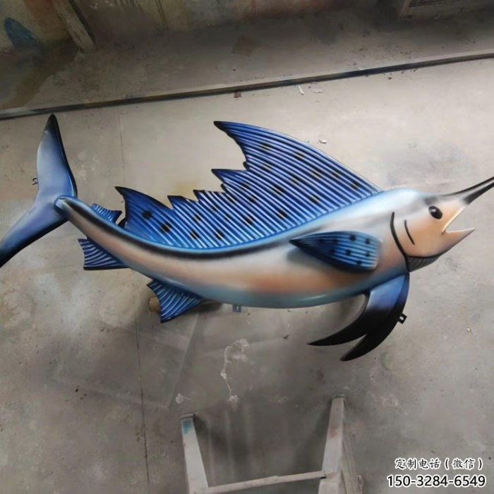 卡通廣場(chǎng)劍魚(yú)雕塑廠家，戶(hù)外街頭雕塑，海洋生物雕塑