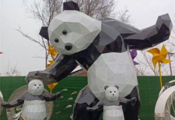 幾何大熊雕塑廠家，酒店房地產(chǎn)雕塑，現(xiàn)代動物雕塑