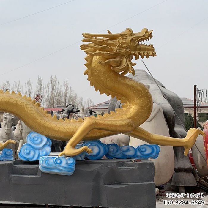 龍頭雕塑廠家，玻璃鋼動物雕塑，房地產售樓處擺件