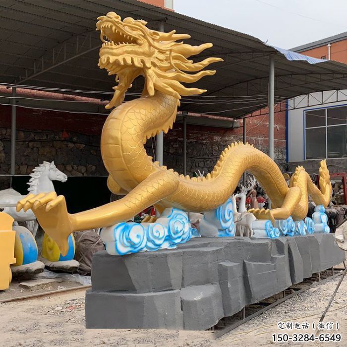 抽象龍頭雕塑，動(dòng)物玻璃鋼雕塑，房地產(chǎn)售樓處擺件